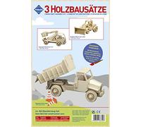 Pebaro 863 - Kit di costruzione in legno, 3 pezzi puzzle 3D per edilizia: pale ribaltabile, sollevatore, pale gommata/escavatore, kit per modellini fai da te con legno, puzzle in legno, pannelli in