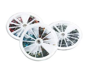 Pebaro - Set di Pietre Strass, in 4 Dimensioni, 1440 Pezzi, Colore: Blu, Turchese, Turchese Chiaro, Giallo, Giallo Chiaro, Arancione e Rosso