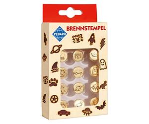 Pebaro- Timbro per pirografia, 12 Pezzi, in Ottone, Vari Motivi Come Tigre, Flash, Dinosauro, per Bruciare su Legno, Pelle, Sughero e Altri Materiali, 20800