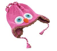 Pebble - Berretto tricot fatto a mani a forma di gufo, con paraorecchie, 6-12 mesi, colore: Rosa