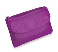 Pebble - Portafoglio in vera pelle morbida a tre pieghe con blocco RFID, con tasca per monete, scomparti per carte di identità, piccola pochette per viaggi, lavoro, uso quotidiano, Viola, S, Casual
