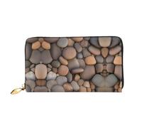 Pebbles in the beach Portafoglio lungo in pelle, stampa fronte/retro, materiale in pelle microfibra, unisex, impermeabile e resistente, nero, taglia unica