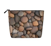 Pebbles in The Beach - Trousse in finta canapa, da donna, in poliestere resistente all'acqua, con cerniera, grande borsa per cosmetici da viaggio