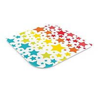 Pebbly 99-14TRIS - Sottopiatto in Vetro temprato, Motivo Stelle, 16 x 16 cm, Colore: Arcobaleno