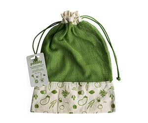 PEBBLY - Borsa per Verdure in Cotone Biologico - 30 x 40 cm - Borsa con Coulisse, Perfetta per conservare Frutta e Verdura e ridurre Gli sprechi Alimentari