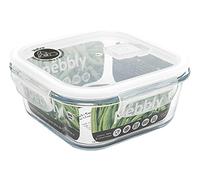 PEBBLY - Contenitore Quadrato in Vetro per Alimenti - 800 ml - Conserva, riscalda e trasporta i Tuoi Alimenti, 100% ermetico