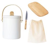 Pebbly - Kit Zero Waste: Secchio per il compost con filtro al carbone integrato che assorbe gli odori, tagliere in bambù