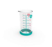 Pebbly - Misuratore di precisione in vetro - 200 ml - Con base in silicone antiscivolo e beccuccio - 4 misure di liquidi (ml, cl, dl, L) Facilita le conversioni - Materiali naturali
