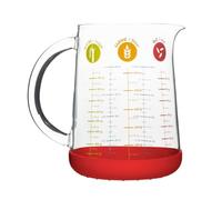 PEBBLY - Misurino di precisione in Vetro con beccuccio versatore e Base in Silicone Rimovibile - 10 x 16 cm - Cucina con precisione Ogni Giorno, Realizzato in Vetro borosilicato, conversioni Facili