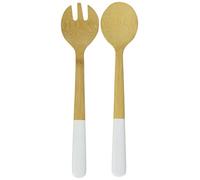 PEBBLY - Posate per Insalata in bambù con Manici Color Crema - 29 cm - per servire, mescolare e preparare, Manici Lunghi per Tutti i Tipi di insalatiere