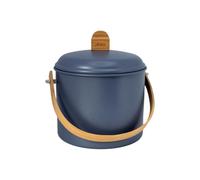 PEBBLY - Secchiello per compost interno in acciaio e manico in bambù - 3,5 litri - Ø 19 x 21,5 cm - Filtro antiodore in carbone incluso, secchio elegante, durevole, leggero e resistente, senza rischio