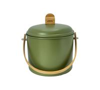 PEBBLY - Secchiello per compost interno in acciaio e manico in bambù - 3,5 litri - Ø 19 x 21,5 cm - Filtro antiodore in carbone incluso, secchio elegante, durevole, leggero e resistente, senza rischio