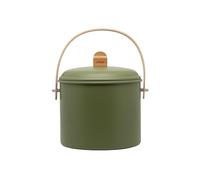 Pebbly - Secchio per compost da interno in acciaio con manico in bambù - 7 litri - Ø 22 x 25 cm - Include filtro antiodore al carbone, elegante, durevole, leggero e robusto, a prova di perdite