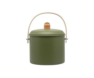 Pebbly - Secchio per compost da interno in acciaio con manico in bambù - 7 litri - Ø 22 x 25 cm - Include filtro antiodore al carbone, elegante, durevole, leggero e robusto, a prova di perdite