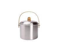 Pebbly - Secchio per compost in acciaio inox per interni con manico in bambù - 7 litri - Ø 22 x 25 cm - Include filtro antiodore al carbone, elegante, durevole, leggero e robusto, a prova di perdite