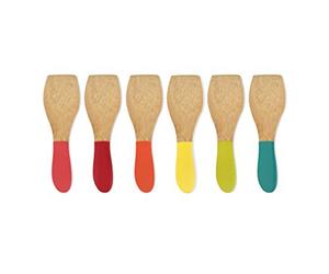 Pebbly - Set di 6 spatole per raclette in bambù multicolore - 13 x 4 cm - Ognuno ha il suo colore, niente più confusione, spatole in bambù perfette, non graffieranno la tua griglia per raclette