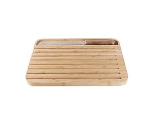 Pebbly - Set di tagliere e coltelli in bambù e acciaio inossidabile - Set da 2 pezzi - Taglio facile del pane, conservazione ottimizzata, design elegante per la cucina