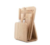 Pebbly - Set per affilare - 5 pezzi - Kit da cucina completo: 1 tagliere, 1 tagliere per il pane, 1 coltello multiuso, 1 coltello per il pane e 1 supporto magnetico, un'idea regalo perfetta