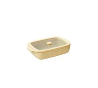Pebbly - Teglia rettangolare in vetro con coperchio in vetro - 0,8 litri - Versatile e resistente, adatta a forno, lavastoviglie, frigorifero e congelatore