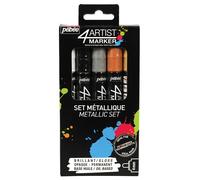 Pebeo 4Artist Olio Base Permanente Marcatore a Vernice Metallico Set, 5 Colori