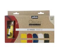 PEBEO 5x60 ml Pébéo-Origin Acrylics-Set primario, Jaune, Rouge, Cyan, Blanc, Noir