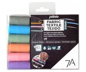 Pebeo 7A Opaco Tessuto Marcatore a Vernice Set Di 6 Colori Pastello