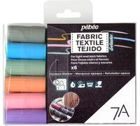 Pébéo – Set di 6 pennarelli per tessuto, opaco per tessuti scuri, punta 4 mm, pastello