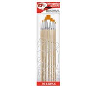 Pebeo 950250 - Set di pennelli, 8 pz, setole in Poliammide Color Oro, Punta Tonda (Numeri 0, 3, 6, 10) e Piatta (Numeri 2, 6, 10, 14)