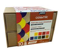 Pebeo Ceramica Pittura Collezione Set 10 X 45ml Terracotta Outliner & Spazzola