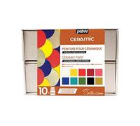 Pebeo Ceramica Pittura Collezione Set 10 X 45ml Terracotta Outliner & Spazzola