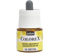 Pébéo - Inchiostro Colorex 45 ML Giallo Limone - Colorex Inchiostro Acquerello Pébéo - Inchiostro giallo Rendering Velouté - Inchiostro Disegno Multiutensile Tutti i Supporti - 45 ML - Giallo Limone