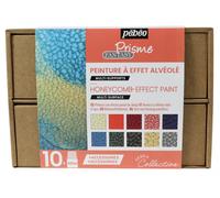 Pebeo Cofanetto Collezione Fantasy Prisme-Kit Pittura Effetto Alveolare-10 Flaconi da 45 ml Assortiti-2 Cerne Relief 20 ml + 4 pipette + 1 Spugna + Guida Creativa, 45ml, 200 Unità