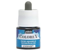 Pébéo - Inchiostro Colorex 45 ML Blu chiaro - Colorex Inchiostro Acquerello Pébéo - Inchiostro blu Rendering Velouté - Inchiostro Disegno Multiutensile Tutti i supporti - 45 ML - Blu chiaro