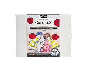 Pebeo Kit di Disegno e Illustrazione Manga Pébéo Acquerello Inchiostro 4 Colori 20 ml e 4 pennarelli Colorex, Dettagli e Descrizione