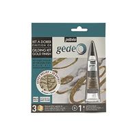 PEBEO Kit per doratura in Rilievo, 20 ml + 3 Fogli Effetto Specchio Dorato, Legno Metallo, Oro, 3 foils, 20 unità