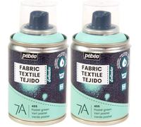PEBEO - Pittura spray per tessuti 7A Spray - Tessuti naturali e sintetici - A base acqua - Senza solventi - Lavabile in lavatrice - Pittura su tessuto colore Verde pastello (Confezione da 2)