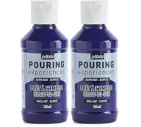 PEBEO Pouring Experiences 524617, Pittura Acrilica Premiscelata, 118 ml, Blu Ciano (Confezione da 2)