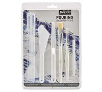 Pebeo Set 11 Accessori Pouring Experiences-2 Coltelli da Pittore, 2 Pennelli, 1 Utensile per Marmorizzare, 1 Spatole e 5 Pipette, Acrilico