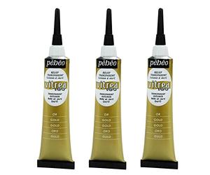 PÉBÉO Set di 3 tubetti da 20 ml di vernice acrilica Vitrea 160, colore oro lucido