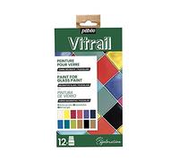Pebeo Vitrail Vetrata Pittura 12 X 20ml Bottiglie Solvente Base Craft 757421