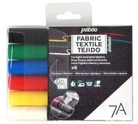 Pebeo Setacolor 7A Permanente Tessuto Pittura Opaco Pennarello Set Di 6 Colori