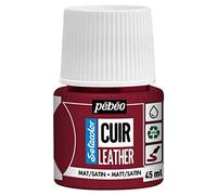 Pébéo - Setacolor Pelle - Vernice acrilica per pelle e similpelle - Personalizzazione di borse, scarpe, sneaker -Resistente a graffi, pieghe e abrasioni -Finitura opaca/satinata -Rosso profondo -45 ml