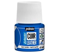 Pébéo - Setacolor Pelle - Vernice acrilica per pelle e similpelle - Personalizzazione di borse, scarpe, sneaker - Resistente a graffi, pieghe e abrasioni - Finitura opaca/satinata - Blu oceano - 45 ml