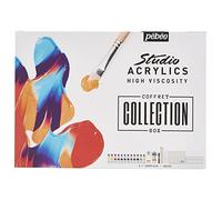 Pébéo - Studio Acrylics Case 20 Tubi da 20 ml Assorted e Brush - Kit Acrylic Paint Tubes and Brush - Assortimento Pébéo Acrylic - 20 tubes of 20 ml
