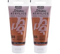 PEBEO Studio Acrylics Fine, 832-355, Vernice acrilica, Rame, 100 ml (Confezione da 2)
