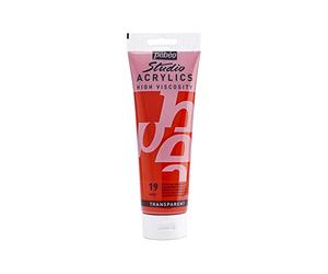 Pébéo - Studio Acrylics Fine Acrylic - Vernice acrilica Rosso - Vermiglio Trasparente, 250 ml