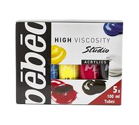 Pébéo - Studio Acrylics Set colori primari 5 tubetti 100 - Kit tubetti di colori acrilici e pennello - Assortimento acrilici Pébéo - 5 tubetti colori primari da 100 ml