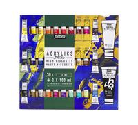 PEBEO Pébéo Studio Acrylics-Kit di Pittura Acrilica, Colori complementari, 30 x 20 ml + 2 x 100 ml + Spazzola