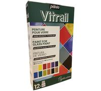 Pebeo Vitrail Vetrata Pittura 12 X 20ml Bottiglie Solvente Base Craft 757421