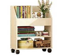 PEBFHSQW Carrello Porta Libri Versatile Con Ruote - Organizer Mobile Sottoscrivania Per Libri E Articoli Per Ufficio, Design Compatto Con Ripiani(bianca,3 layers)